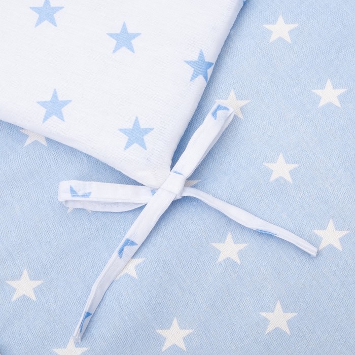 Комплект в кроватку 7 пр. "День и ночь" (борт из 4-х частей), цвет голубой, бязь хл100%