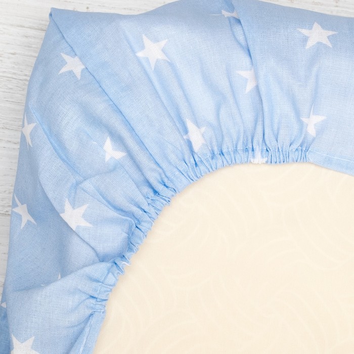 Комплект в кроватку 7 пр. "День и ночь" (борт из 4-х частей), цвет голубой, бязь хл100%