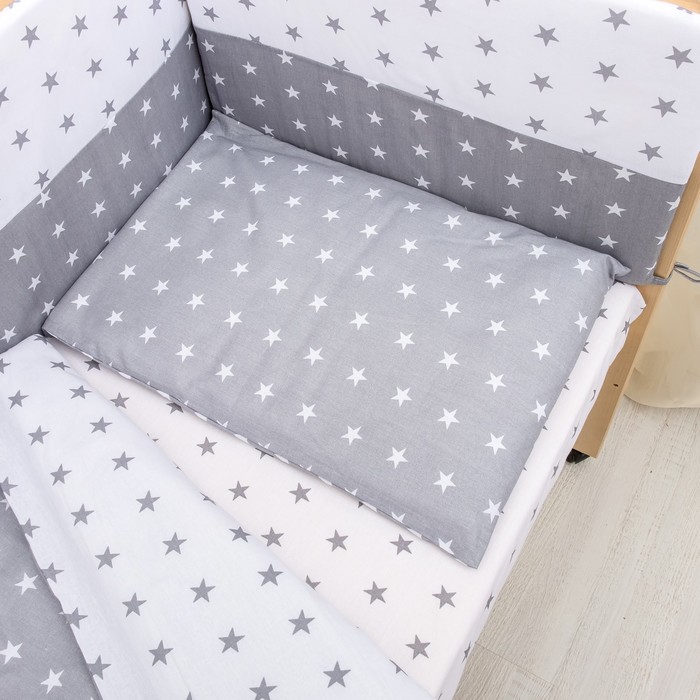 Комплект в кроватку 6 пр. "День и ночь" (борт из 4-х частей), цвет серый, бязь хл100%