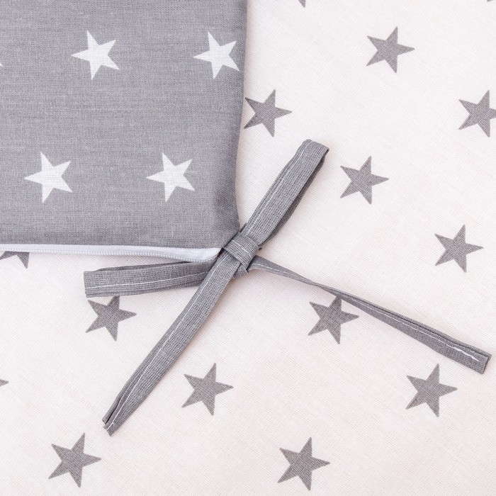 Комплект в кроватку 6 пр. "День и ночь" (борт из 4-х частей), цвет серый, бязь хл100%