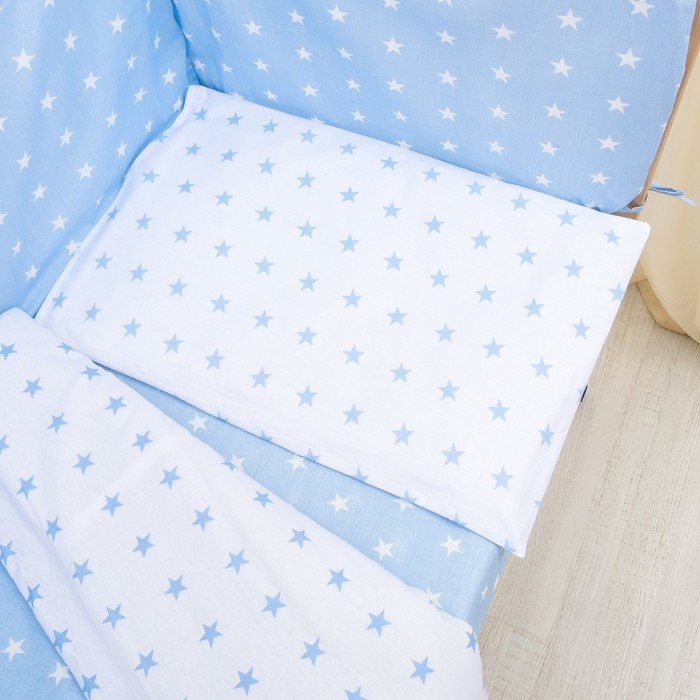 Комплект в кроватку 6 пр. "Мечта" (борт из 4-х частей), цвет голубой, бязь хл100%