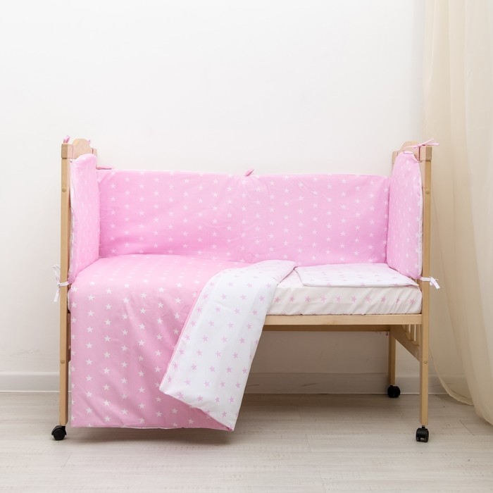 Комплект в кроватку 6 пр. &quot;Мечта&quot; (борт из 4-х частей), цвет розовый, бязь хл100%