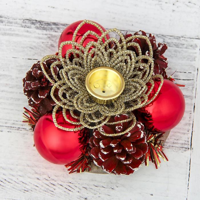 Подсвечник рождественский "Цветок" 11,5*11,5 см, красный