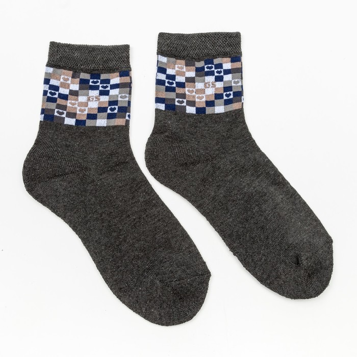 Носки женские махровые, цвет тёмно-серый, размер 23-25