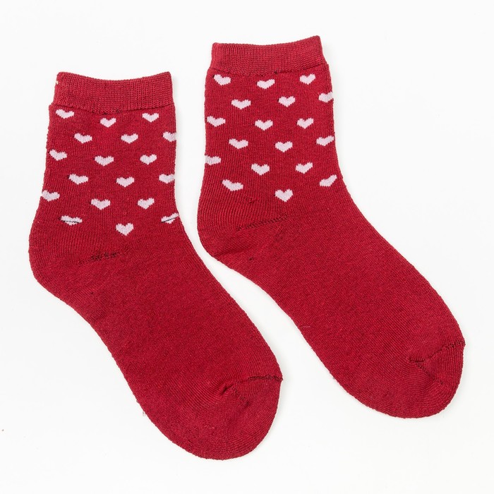 Носки женские махровые, цвет красный , размер 23-25