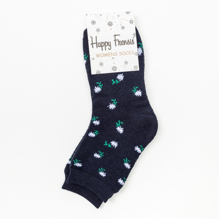 Носки женские махровые, цвет тёмно-синий, размер 23-25