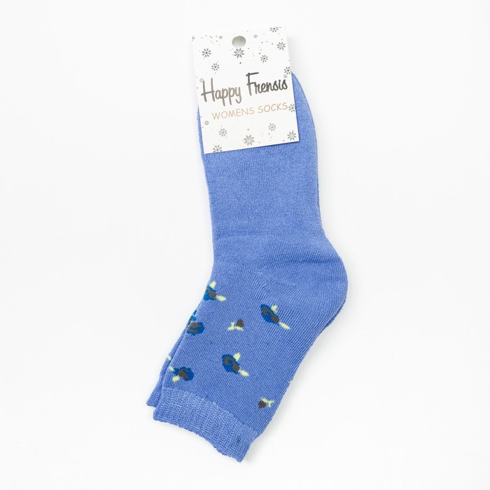 Носки женские махровые, цвет голубой, размер 23-25