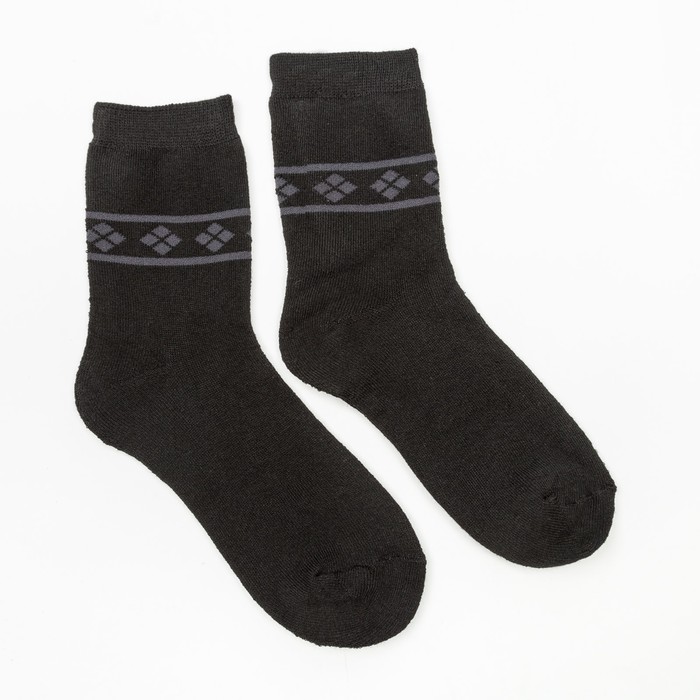 Носки женские махровые, цвет чёрный, размер 23-25