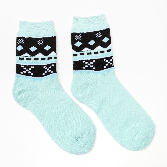 Носки женские махровые, цвет бирюзовый, размер 23-25