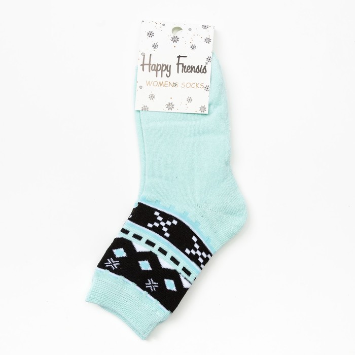 Носки женские махровые, цвет бирюзовый, размер 23-25