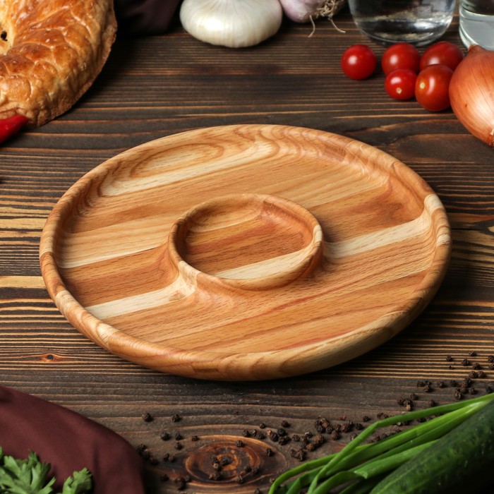 Тарелка для подачи "Октоберфест", массив дуба, бука, ясеня, 25 х 3 см