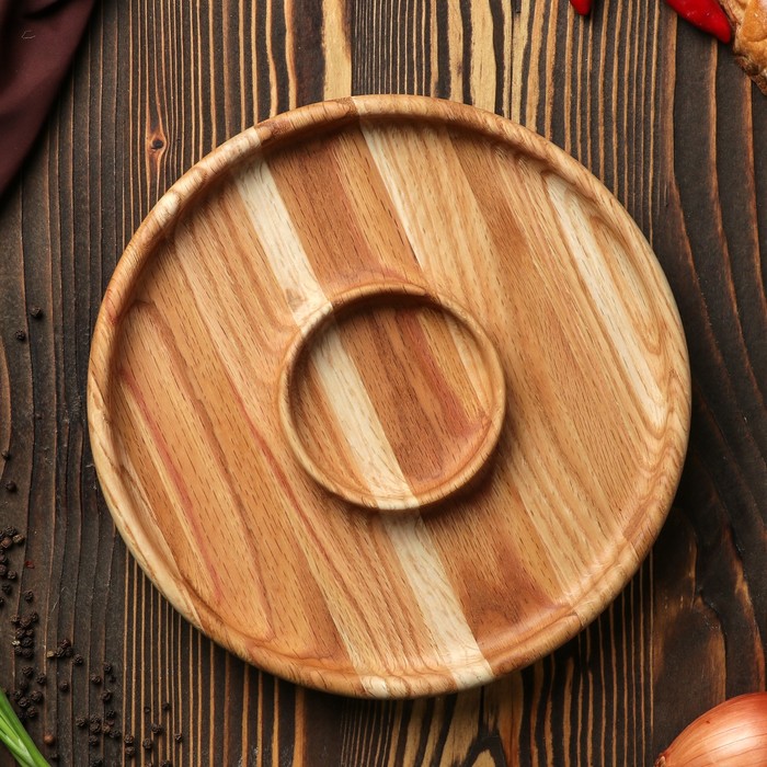 Тарелка для подачи "Октоберфест", массив дуба, бука, ясеня, 25 х 3 см