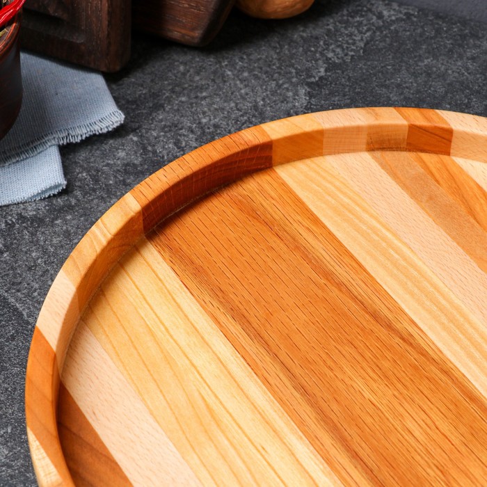 Тарелка для подачи "Бир", массив дуба, бука, ясеня, 25 х 3 см