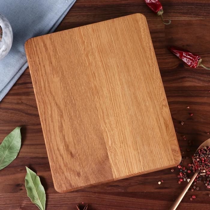 Доска для подачи блюд, с соусником, массив дуба и ясеня, 25 х 20