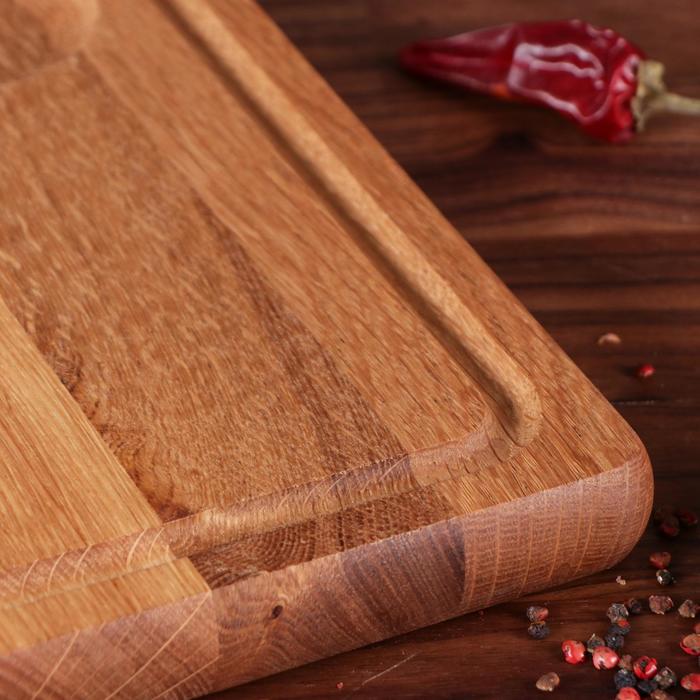 Доска для подачи блюд, с соусником, массив дуба и ясеня, 25 х 20