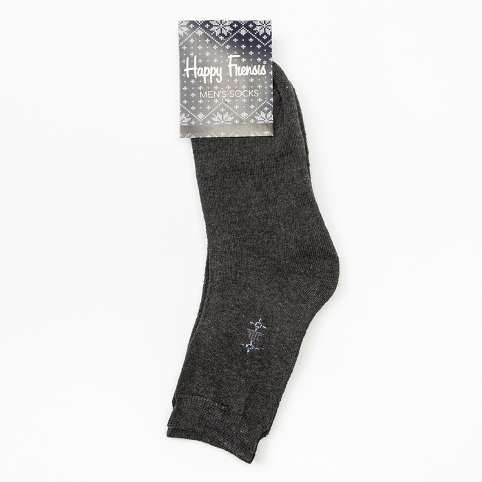 Носки мужские махровые, цвет тёмно-серый, размер 27-29