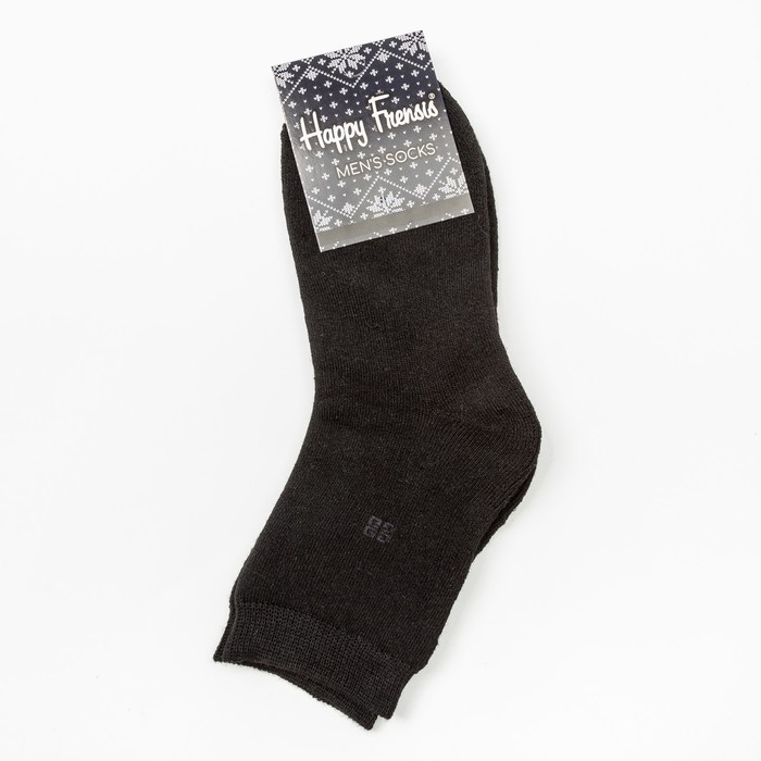 Носки мужские махровые, цвет чёрный, размер 27-29