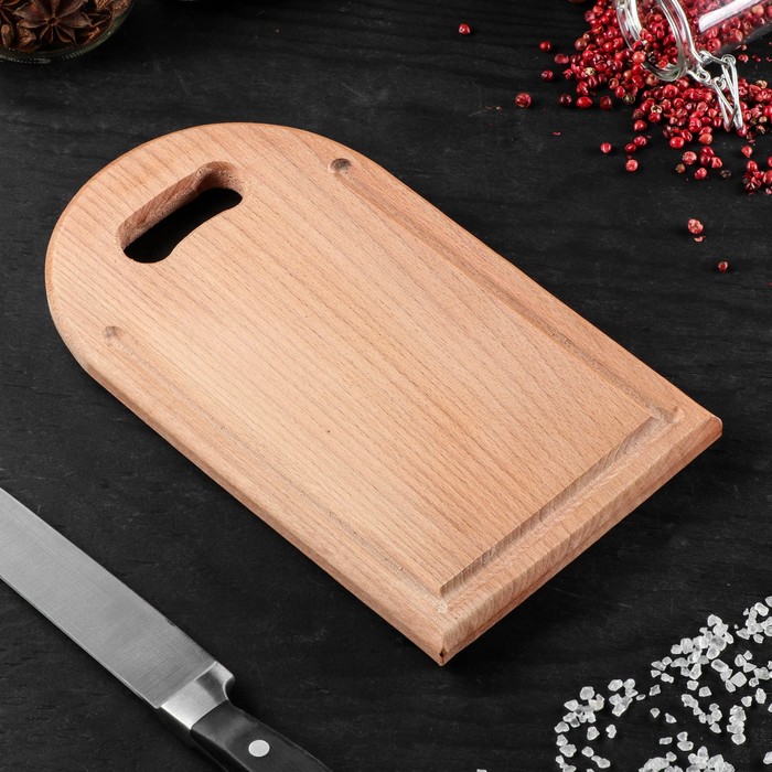 Доска разделочная с полукруглой ручкой, массив бука, 25 х 15 см
