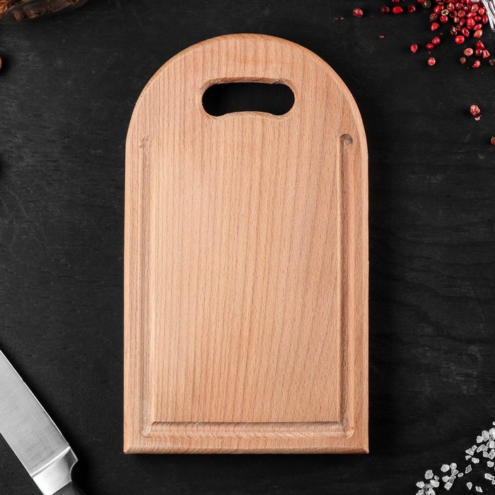 Доска разделочная с полукруглой ручкой, массив бука, 25 х 15 см