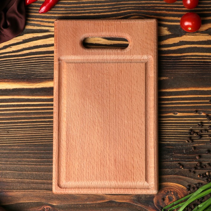 Доска разделочная, прямоугольная, с ручкой, массив бука, 25 х 15 см