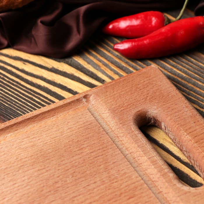 Доска разделочная, прямоугольная, с ручкой, массив бука, 25 х 15 см