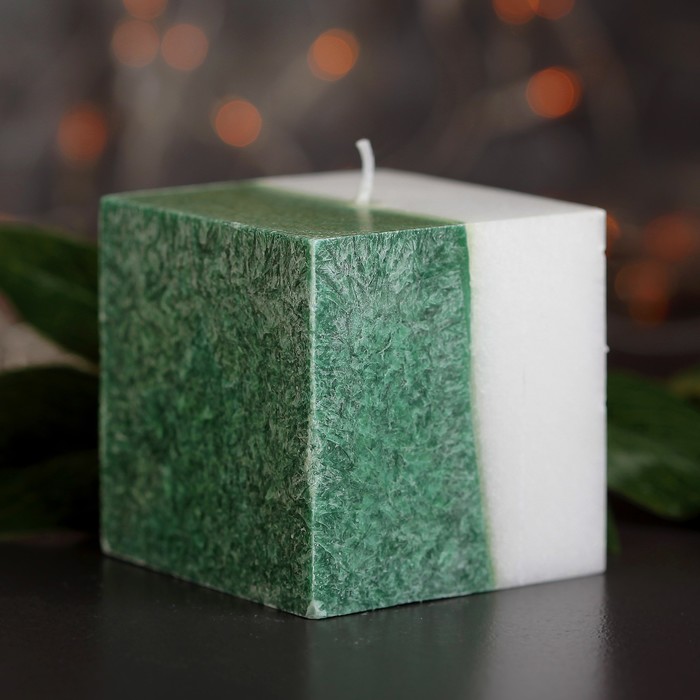 Свеча куб 7х7,5см, "Кристаллический узор", хвойный
