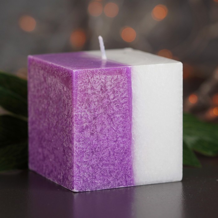 Свеча куб 7х7,5см, "Кристаллический узор", корица