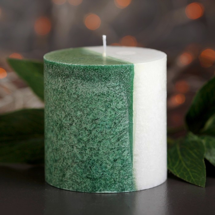 Свеча цилиндр 7х7,5см, "Кристаллический узор", хвойный