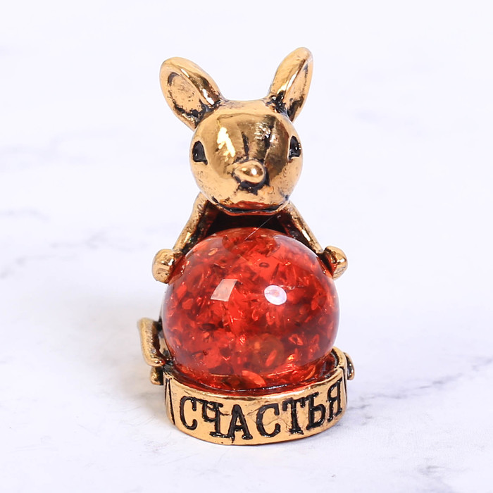 Фигурка с камнем "Счастья", мышь 3 х 2,5 см