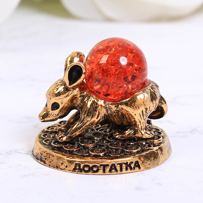 Фигурка с камнем "Достатка", мышь 3 х 2,5 см