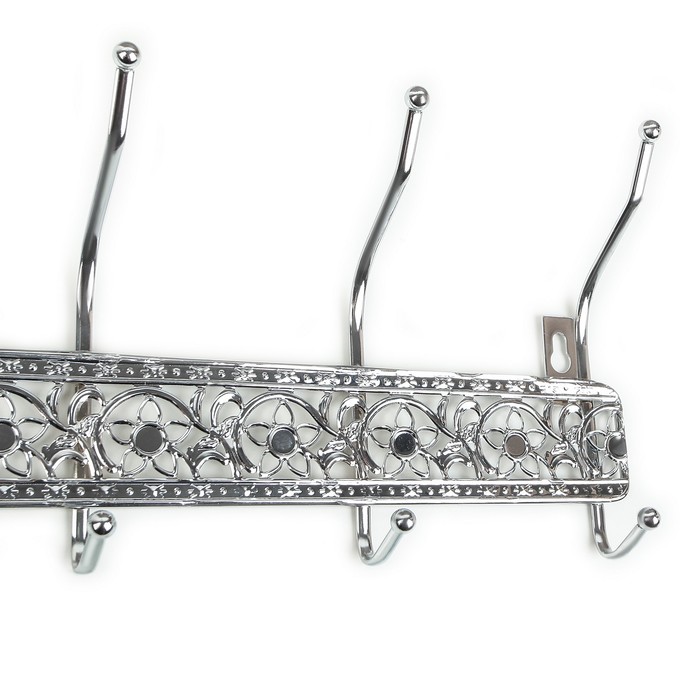 Вешалка на 6 двойных крючка 53х14х6 см, "Ромашки", цвет хром