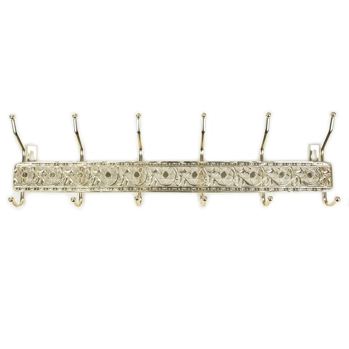 Вешалка на 6 двойных крючков 53х14х6 см, "Ромашки", цвет золото