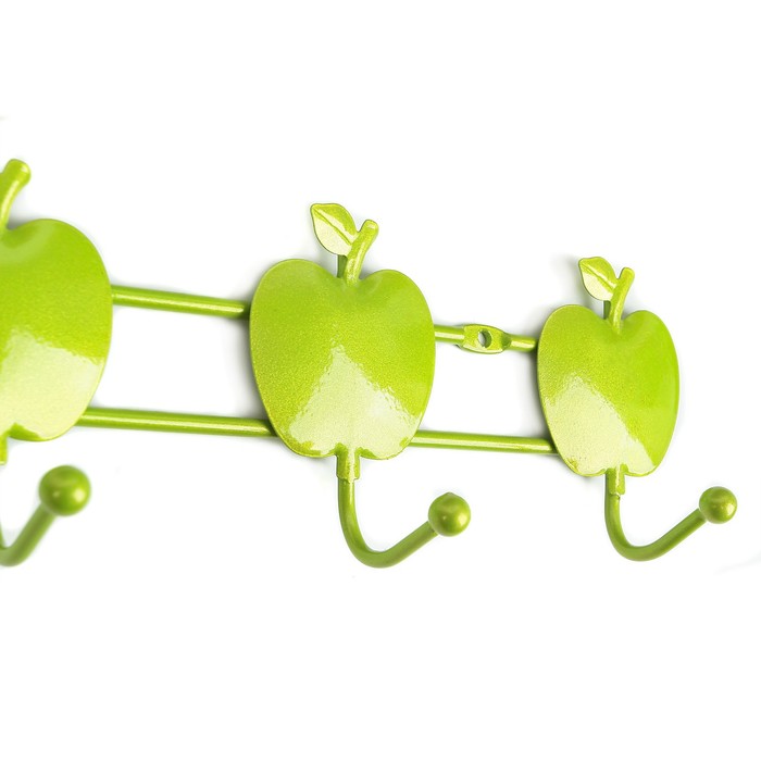 Вешалка на 6к крючков 48х9х5 см, "Яблочки", цвет МИКС