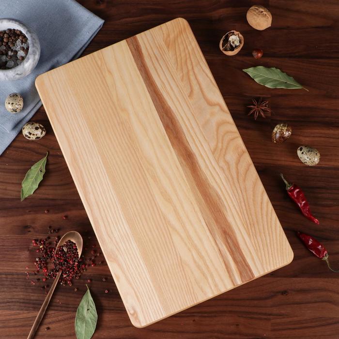 Доска для подачи блюд, с соусником, массив дуба и ясеня, 40 х 25