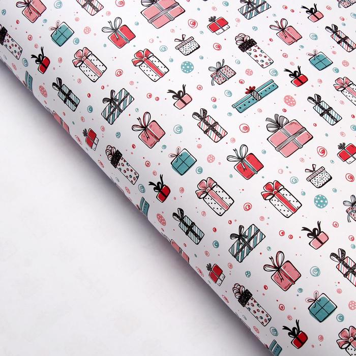 Бумага упаковочная "Подарки от Деда Мороза", 67 х 100 см