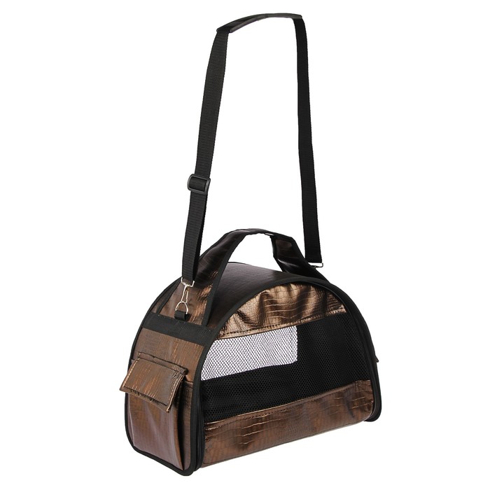 Сумка-переноска №2 полукруглая, 40 х 20 х 27 см, искусственная кожа, коричневая