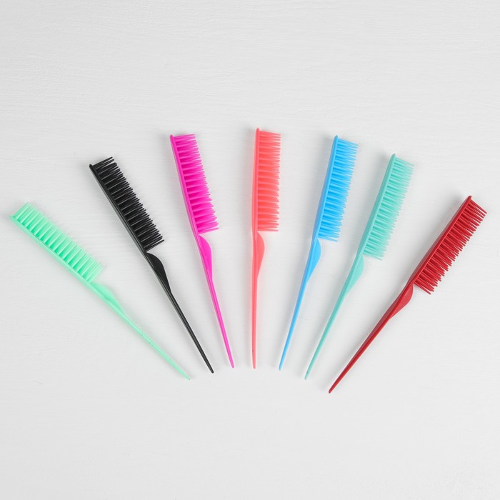 Расческа с ручкой для начёса, цвет МИКС