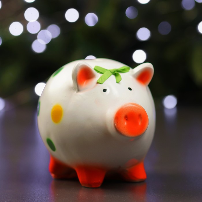 Копилка "Свинка в горошек №3" 15х12х17 см, микс