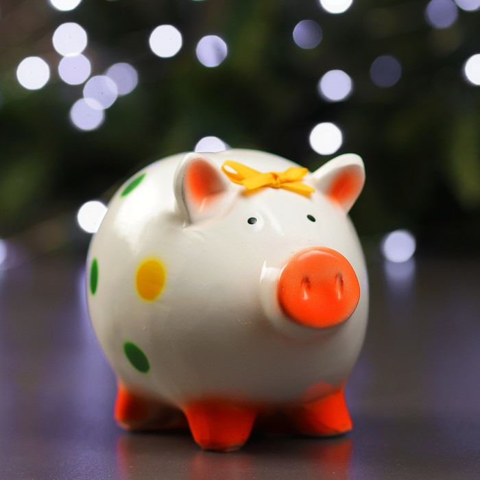 Копилка "Свинка в горошек №3" 15х12х17 см, микс