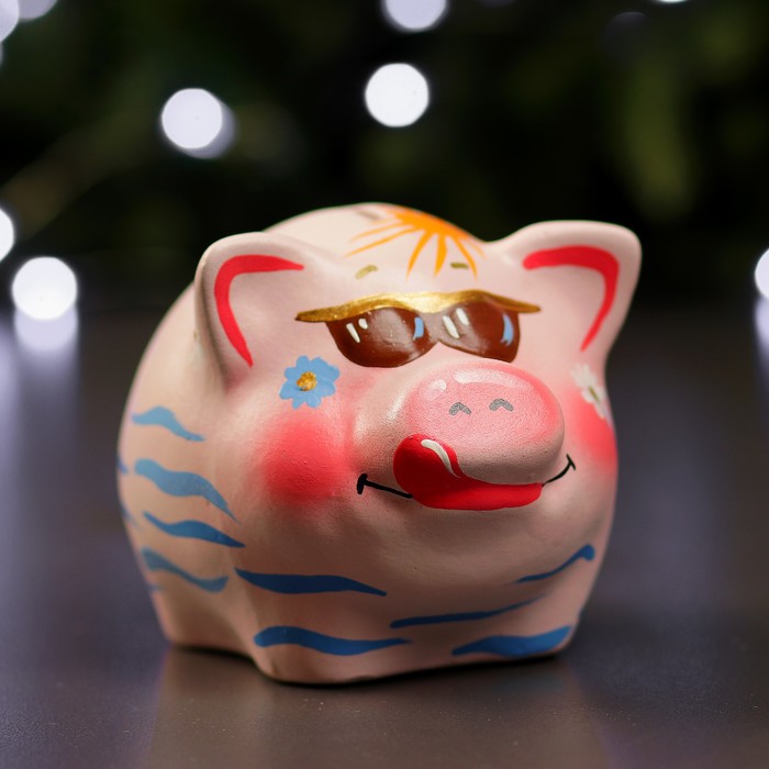 Копилка "Поросёнок малый" море, 10х14х10,5 см