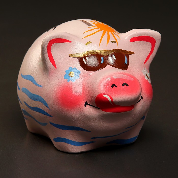 Копилка "Поросёнок малый" море, 10х14х10,5 см