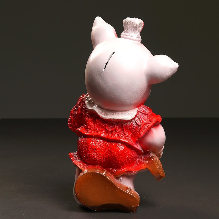 Копилка "Поросёнок со скрипкой №2" красный, 13х20х32 см