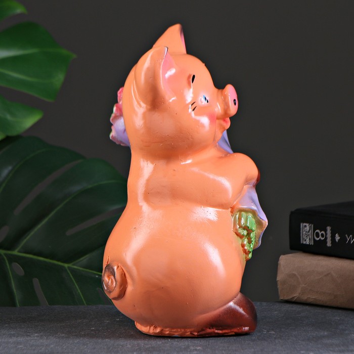 Копилка "Свинка с букетом роз", 14х22х25 см