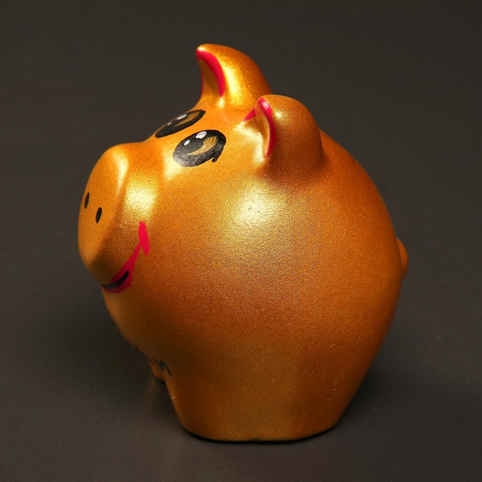 Копилка "Поросёнок мини" золото, 10,5х10х11 см