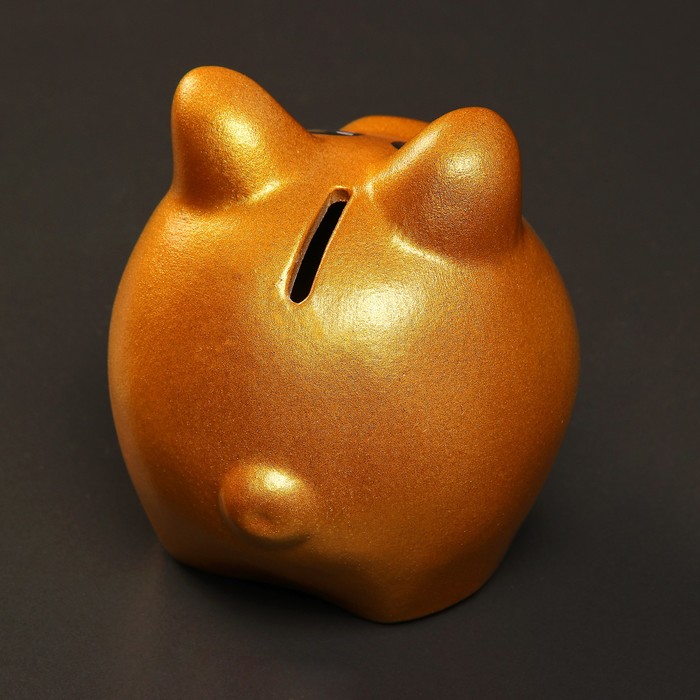 Копилка "Поросёнок мини" золото, 10,5х10х11 см