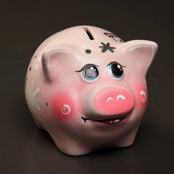 Копилка "Поросёнок малый" снежинки, 15х10х10 см