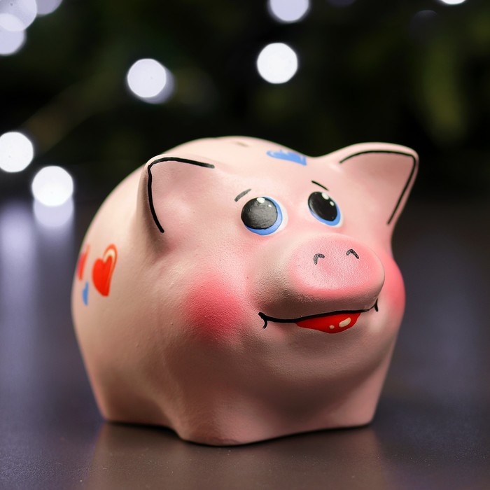 Копилка "Поросёнок малый" сердца, 15х11х10,5 см