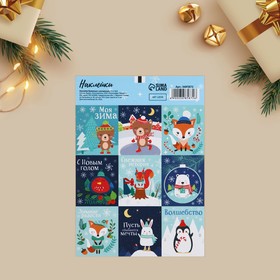 

Бумажные наклейки с раскраской на обороте «Зимние радости», 11 × 15,5 см