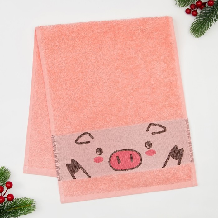 Полотенце махровое "Привет" 30х70 см 100% хлопок, 370гр/м2