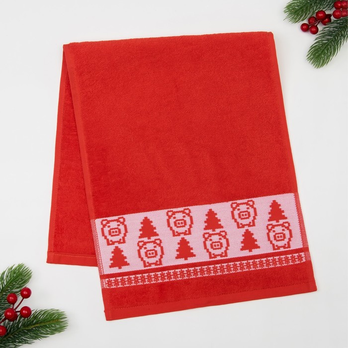 Полотенце махровое "С новым годом" 30х70 см 100% хлопок, 370гр/м2